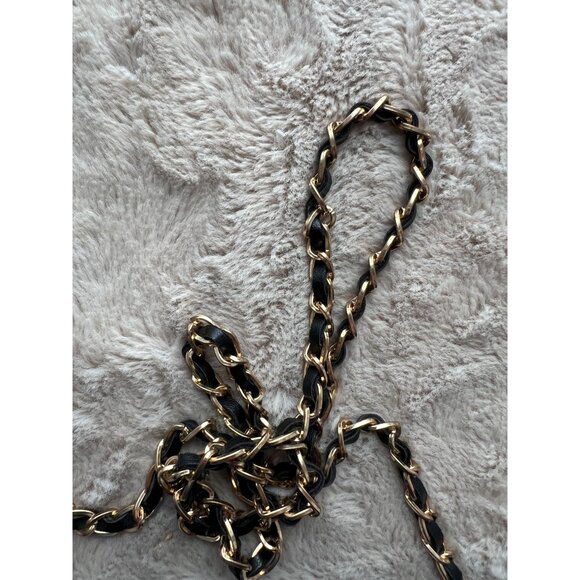 Bebe Quilted Black Leather Crossbody Purse With Gold Chain Strap & Rhinestone Lo - Picture 15 of 15